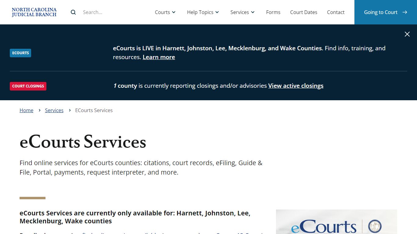 eCourts Services | North Carolina Judicial Branch